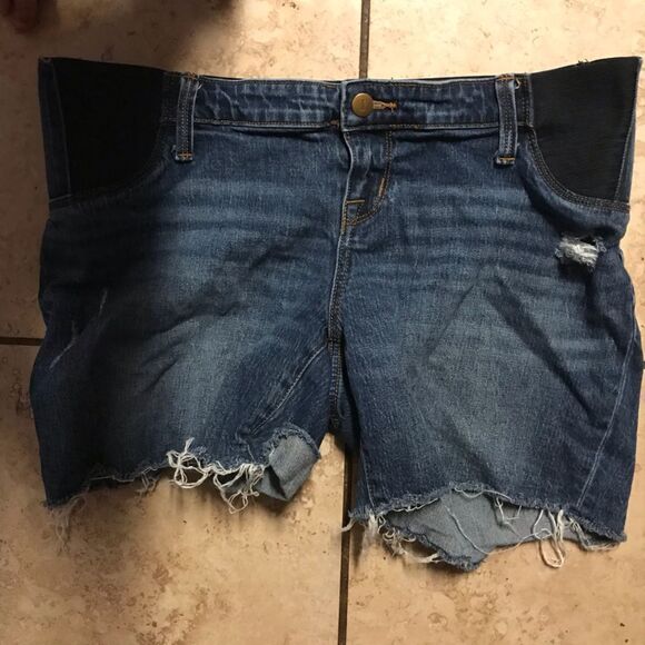 Isabel maternity stretch panel boyfriend raw hem shorts - Picture 2 of 4